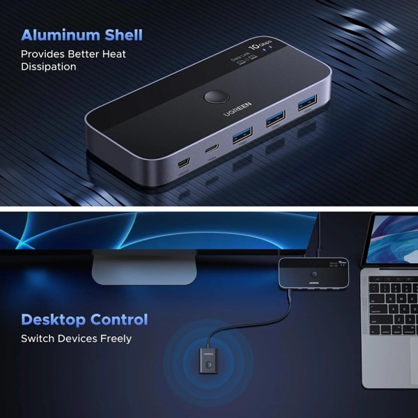 Switch USB UGREEN CM691 (45784), 3 x USB-A 3.2 - 1 x USB-C - 1 x miniUSB, Μαύρο - Image 3