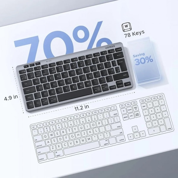 Ασύρματο πληκτρολόγιο UGREEN 75049, BT / Wi-Fi, Μαύρο - Image 3