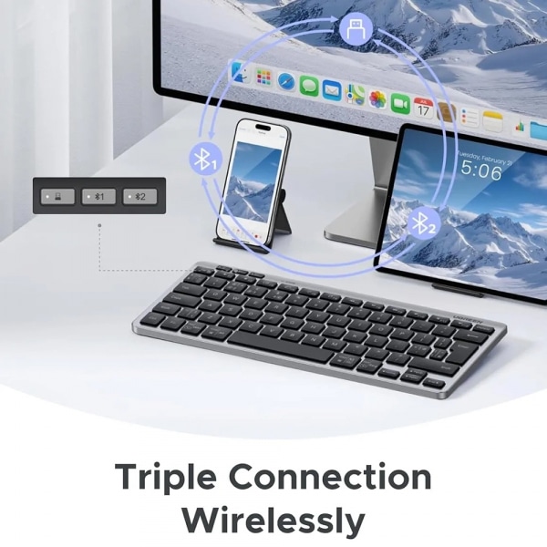 Ασύρματο πληκτρολόγιο UGREEN 75049, BT / Wi-Fi, Μαύρο - Image 4