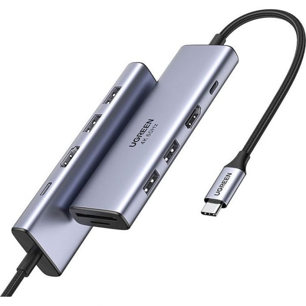Ugreen multi-functional HUB USB Type C - 2x USB 3.2 Gen 1 / HDMI 4K 60Hz / SD and TF card reader / USB Type C PD 100W gray (60384 CM511) - Image 2