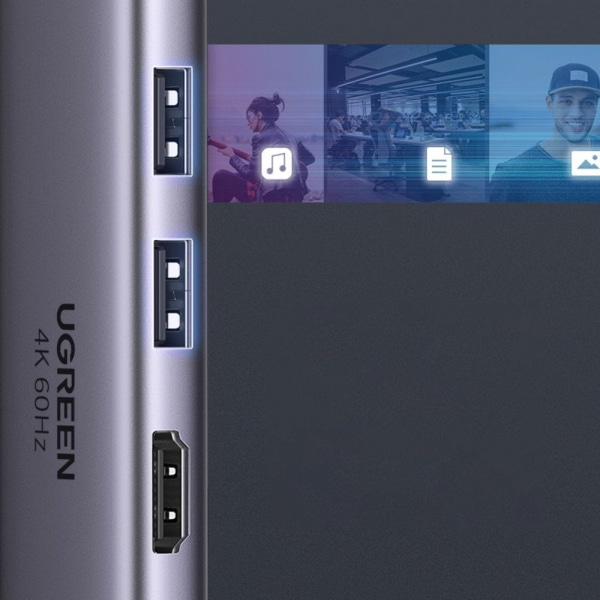 Ugreen multi-functional HUB USB Type C - 2x USB 3.2 Gen 1 / HDMI 4K 60Hz / SD and TF card reader / USB Type C PD 100W gray (60384 CM511) - Image 4