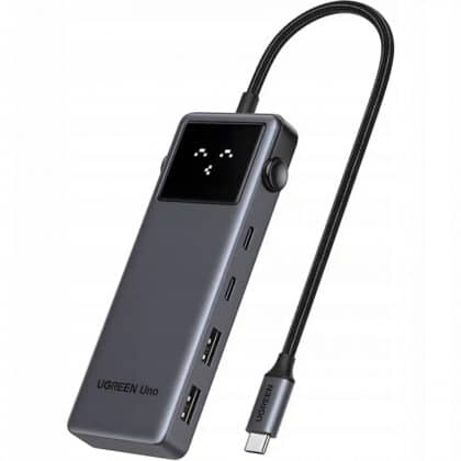 Ugreen - Docking Station Uno 6in1 CM888 (35998) - LED Display, 2x USB, 2x Type-C, HDMI, 10Gb/s, 4K, 100W SD/TF Slot - Μαύρο