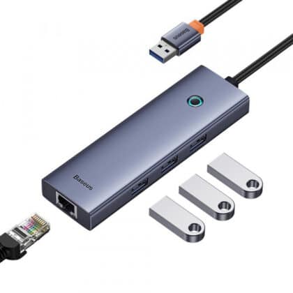 Baseus USB Hub με 3 x USB 3.0, RJ45 - UltraJoy Series - Γκρι Διαστήματος