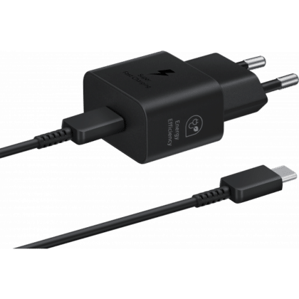 Φορτιστής τοίχου Samsung, 25W, 3A, 1 x USB-C, με καλώδιο USB-C, Μαύρο EP-T2510XBEGEU