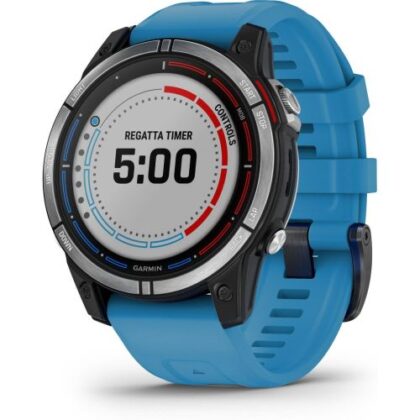 Garmin Quatix 7 έξυπνο ρολόι σε γραφίτη χρώμα με μπλε λουράκι σιλικόνης