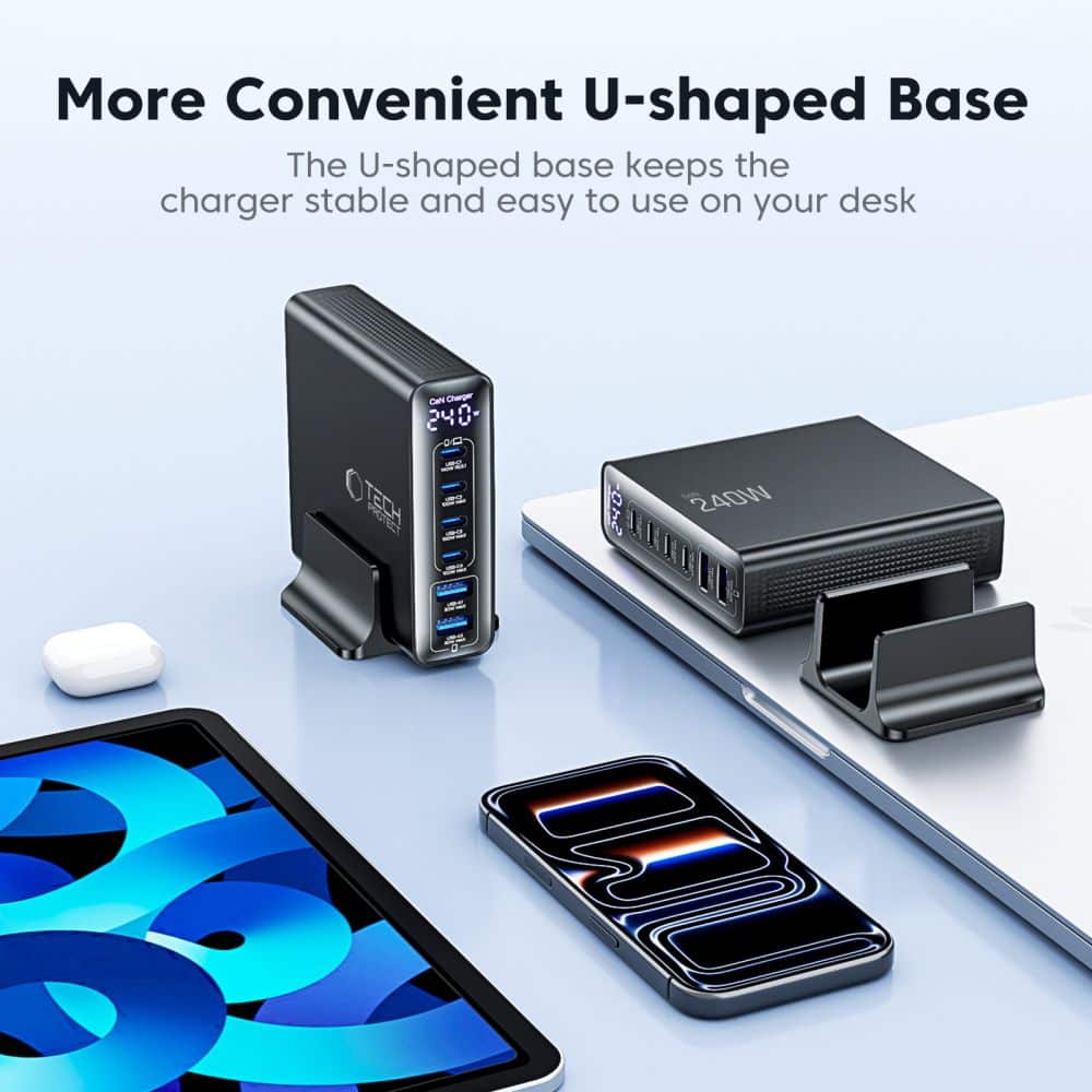 TECH-PROTECT DC240W-GAN ΦΟΡΤΙΣΤΗΣ ΕΠΙΤΡΑΠΕΖΙΑΣ ΧΡΗΣΗΣ 6 ΘΥΡΩΝ PD 240W / QC3.0 ΜΑΥΡΟΣ - Image 10