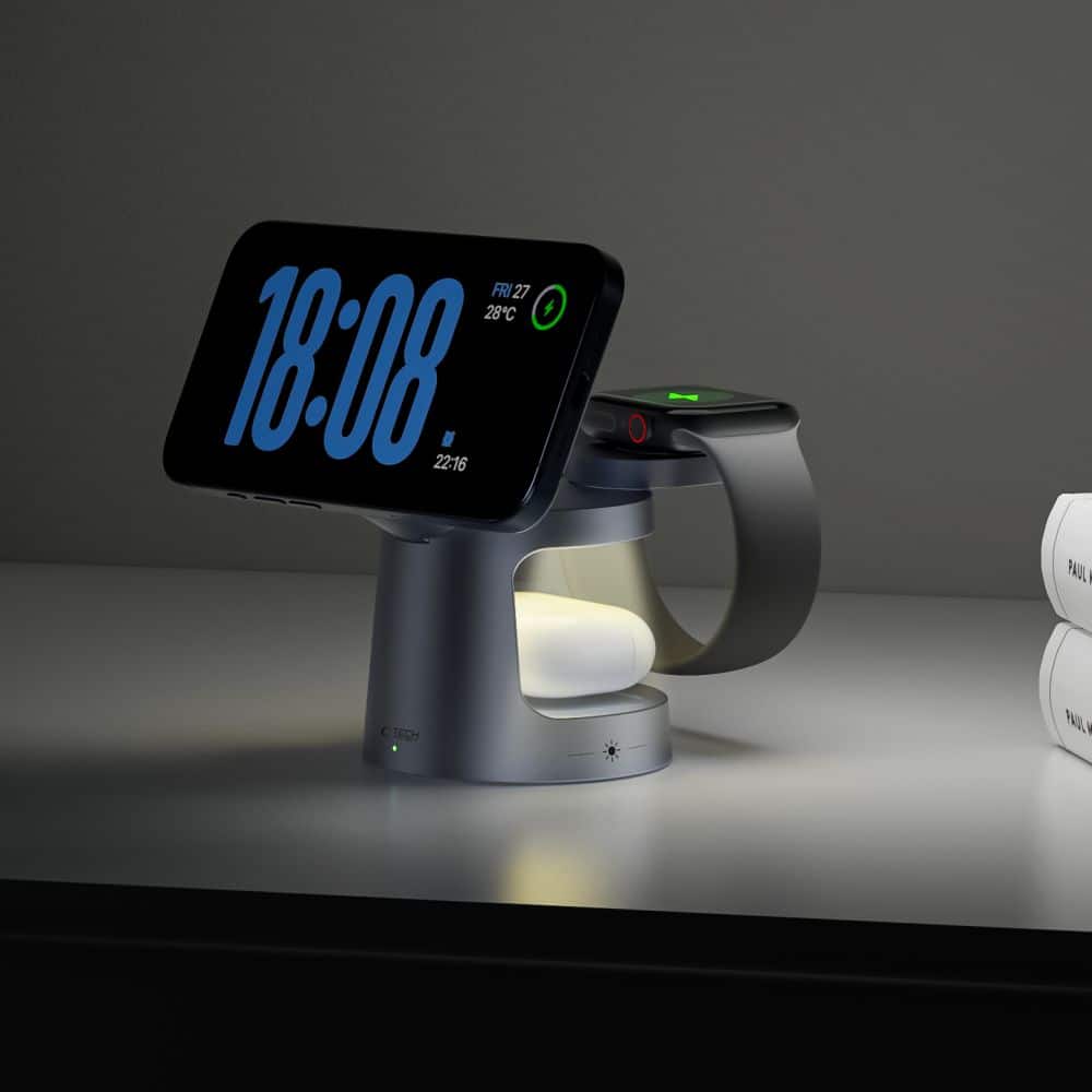 Tech-Protect A48 3 σε 1 Μαγνητικός Ασύρματος Φορτιστής MagSafe 25W QI2.2 Σκούρο Γκρι - Image 10