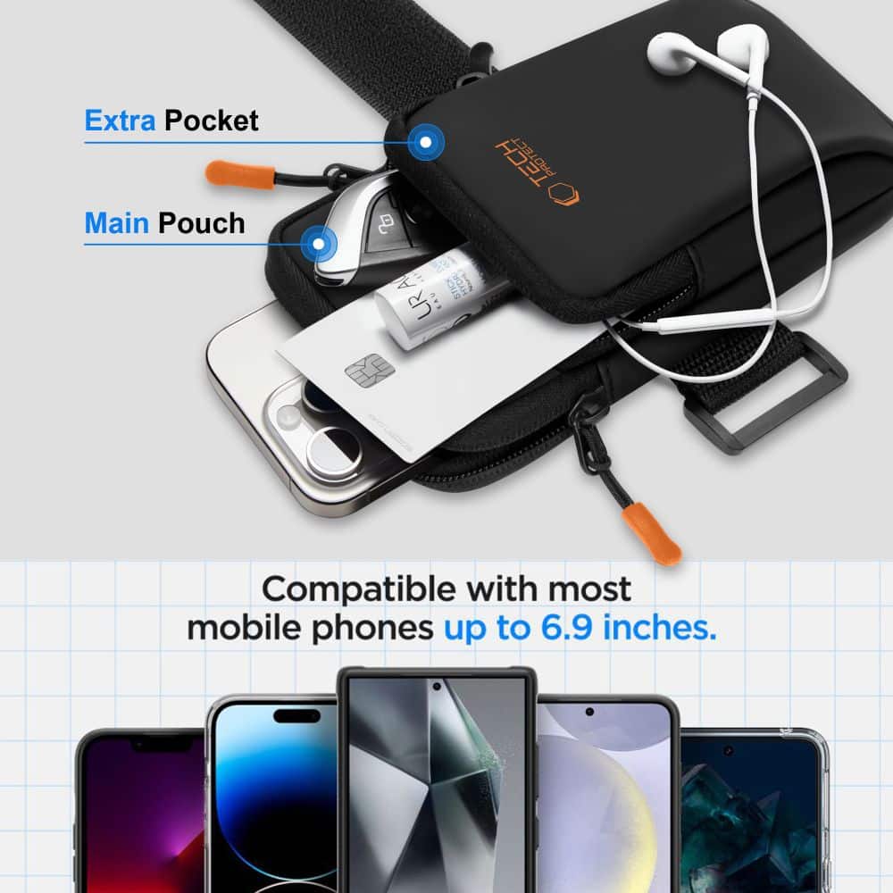 TECH-PROTECT M7 UNIVERSAL SPORT ΤΣΑΝΤΑΚΙ ΜΠΡΑΤΣΟΥ ΜΑΥΡΟ/ΠΟΡΤΟΚΑΛΙ - Image 10