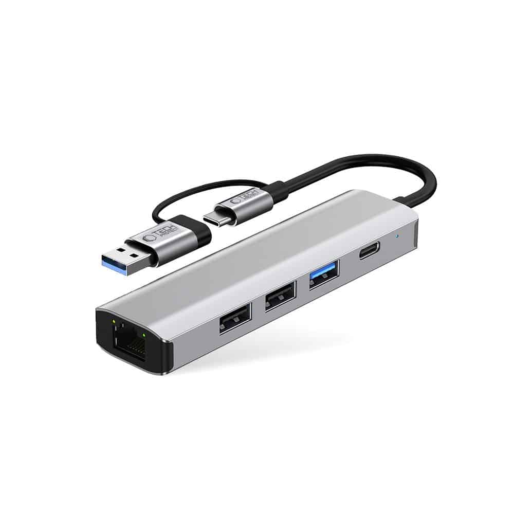 Tech-Protect HB03 Hub 5 σε 1 Type-C + USB 2.0 + USB 3.0 + RJ45 Γκρι - Image 2
