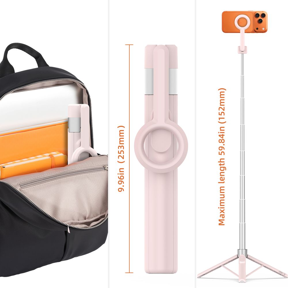 TECH-PROTECT L10S MAGSAFE BLUETOOTH SELFIE STICK ΤΡΙΠΟΔΟ ΡΟΖ/ΓΚΡΙ - Image 9