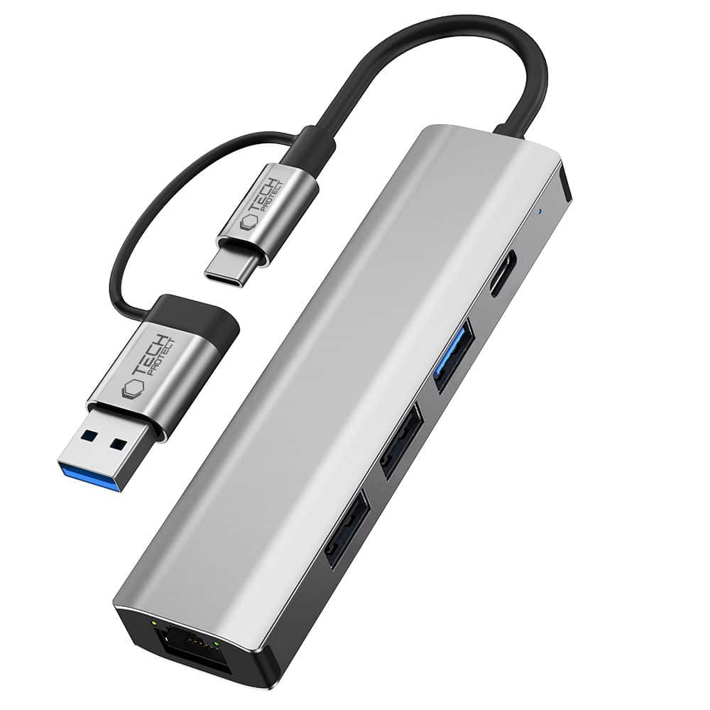 Tech-Protect HB03 Hub 5 σε 1 Type-C + USB 2.0 + USB 3.0 + RJ45 Γκρι - Image 3