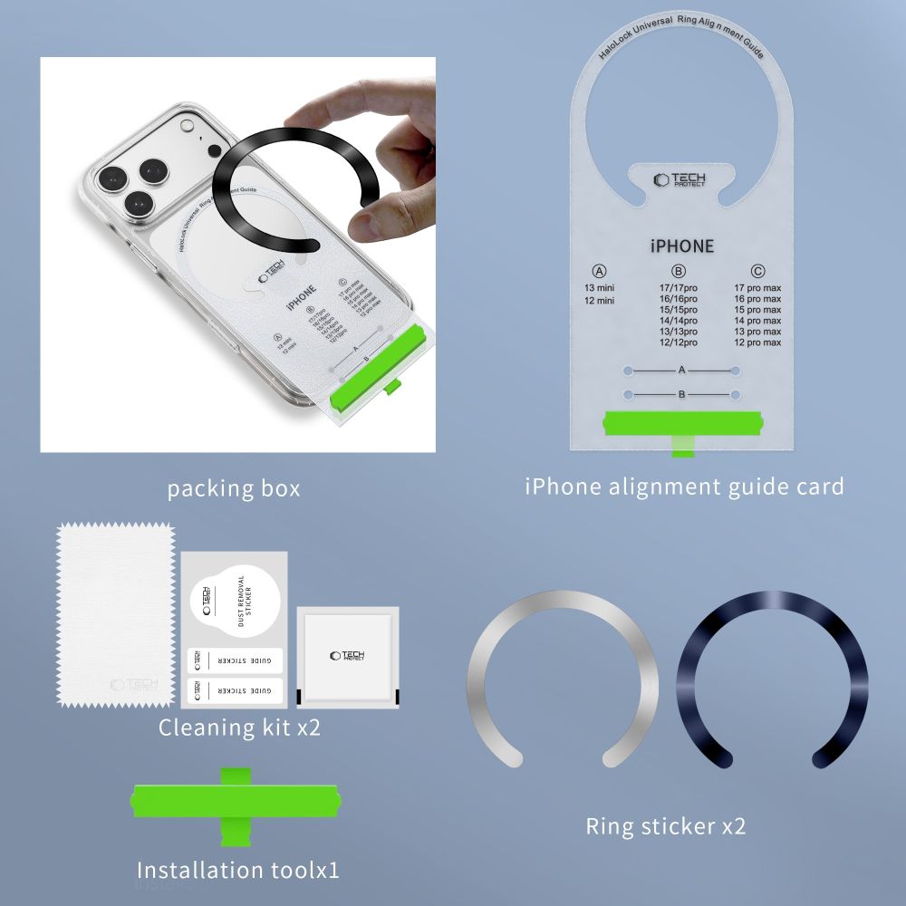 Tech-Protect MMP-210 Μαγνητικός Δαχτυλίδι Ασφαλείας MagSafe σε Συσκευασία 2 Τεμαχίων Μαύρο & Cosmic Πορτοκαλί - Image 9