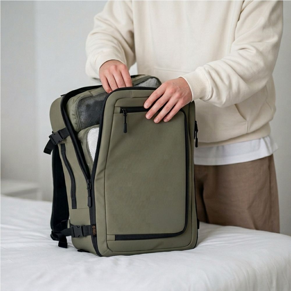 TECH-PROTECT DEFENDER S50 ΣΑΚΙΔΙΟ ΠΛΑΤΗΣ ΤΑΞΙΔΙΟΥ ΓΙΑ LAPTOP RYANAIR & WIZZAIR 20L 40x20x25 ΛΑΔΙ ΠΡΑΣΙΝΟ - Image 10