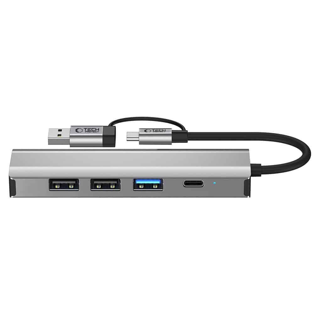 Tech-Protect HB03 Hub 5 σε 1 Type-C + USB 2.0 + USB 3.0 + RJ45 Γκρι - Image 4