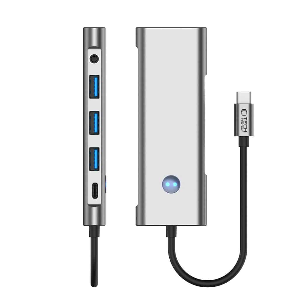 Tech-Protect HB04 Hub 9σε1 Type-C + USB 2.0 + USB 3.0 + HDMI 4K 60Hz + SD/TF + PD 100W + AV 3.5 Γκρι - Image 6