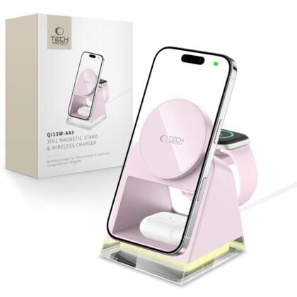 TECH-PROTECT QI15W-A43 3ΣΕ1 ΜΑΓΝΗΤΙΚΟΣ ΑΣΥΡΜΑΤΟΣ ΦΟΡΤΙΣΤΗΣ MAGSAFE ΡΟΖ