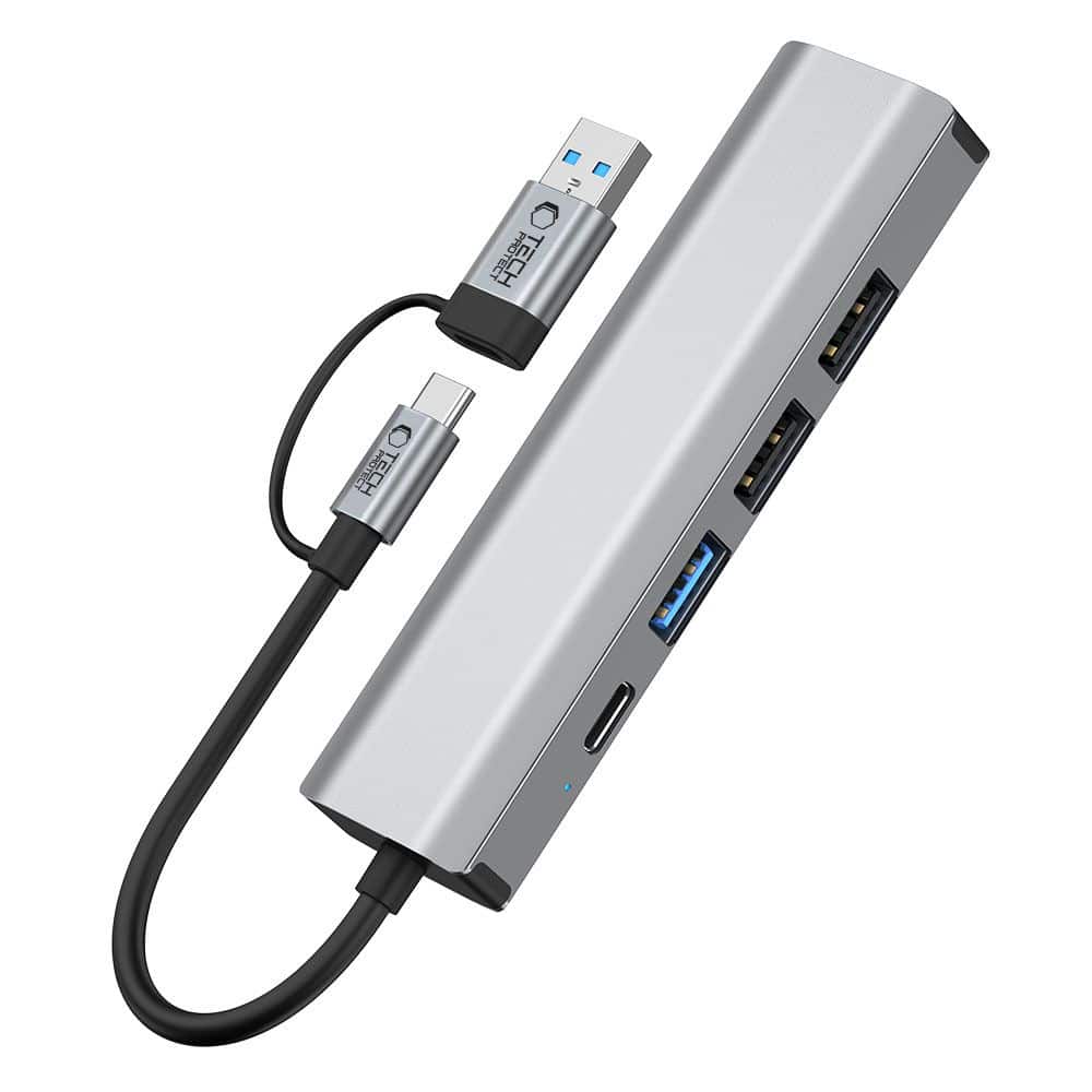 Tech-Protect HB03 Hub 5 σε 1 Type-C + USB 2.0 + USB 3.0 + RJ45 Γκρι - Image 6