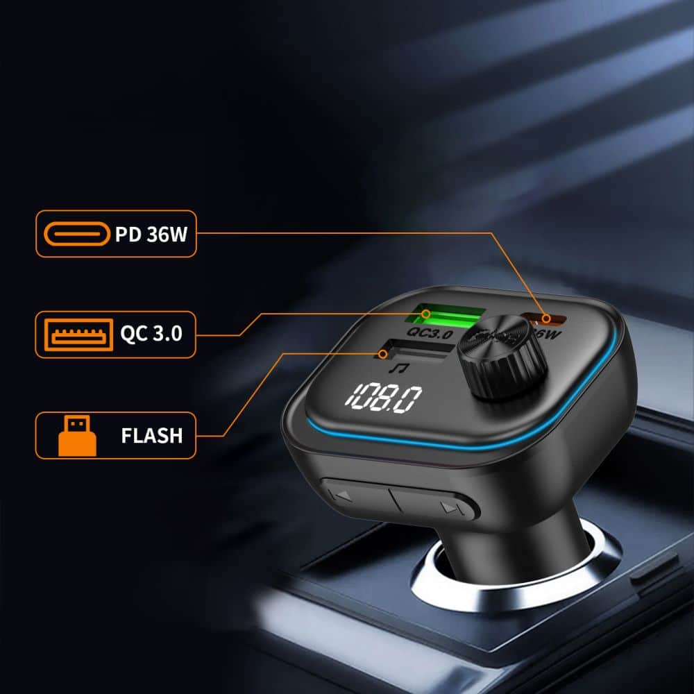TECH-PROTECT CC07 ΦΟΡΤΙΣΤΗΣ ΑΥΤΟΚΙΝΗΤΟΥ 3 ΘΥΡΩΝ PD 54W + ΠΟΜΠΟΣ FM BLUETOOTH ΜΑΥΡΟΣ - Image 4