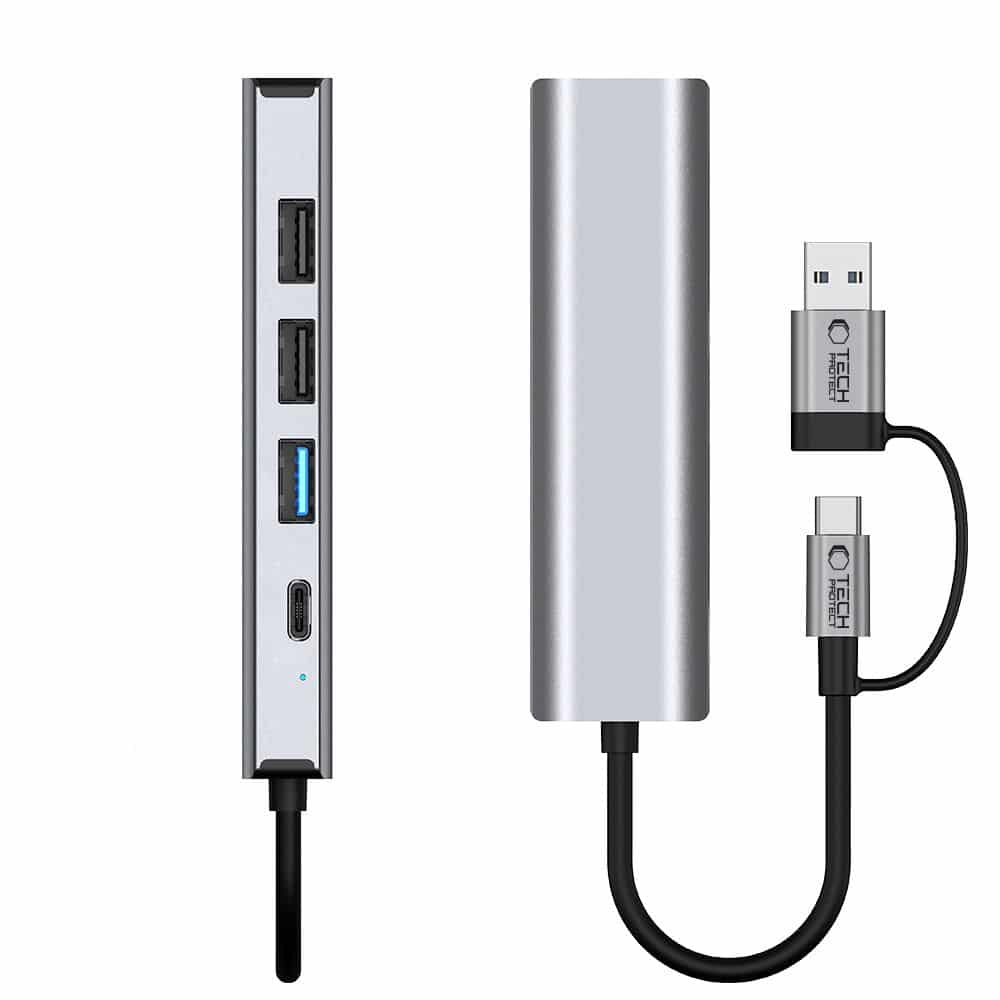 Tech-Protect HB03 Hub 5 σε 1 Type-C + USB 2.0 + USB 3.0 + RJ45 Γκρι - Image 7