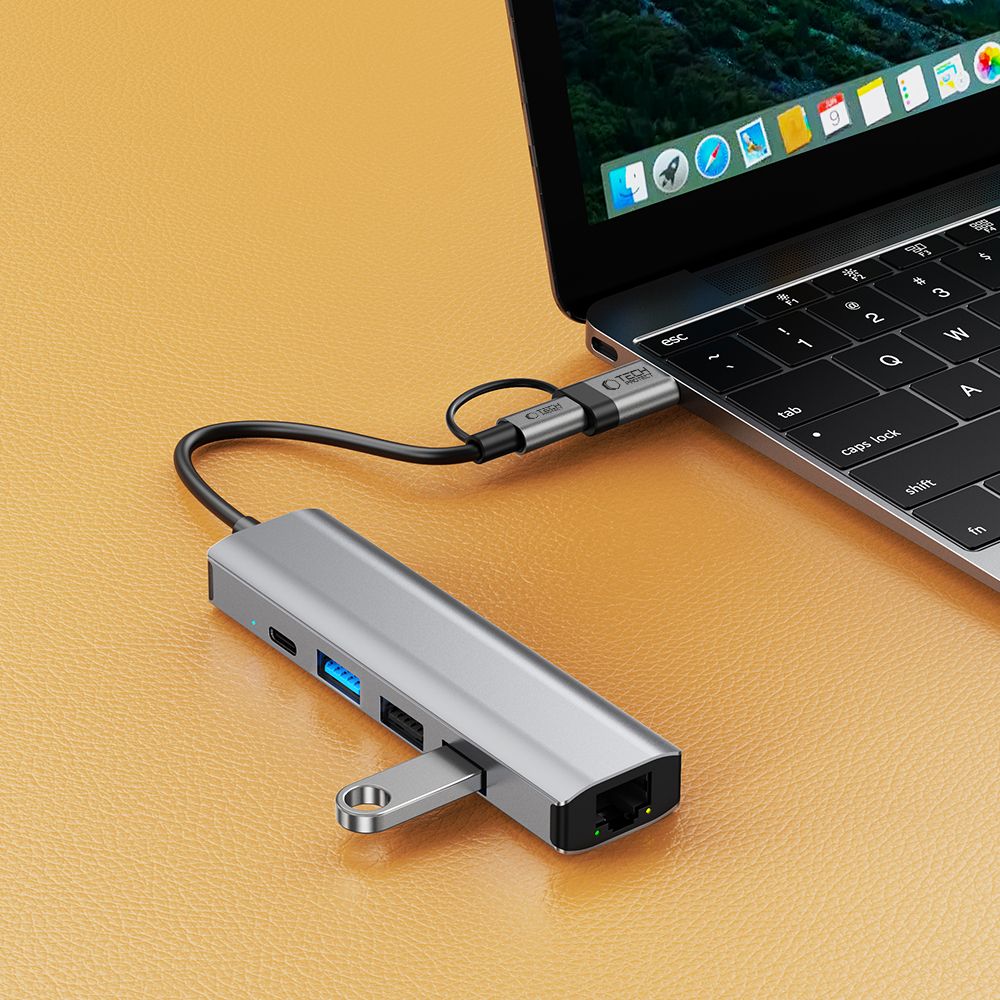 Tech-Protect HB03 Hub 5 σε 1 Type-C + USB 2.0 + USB 3.0 + RJ45 Γκρι - Image 8