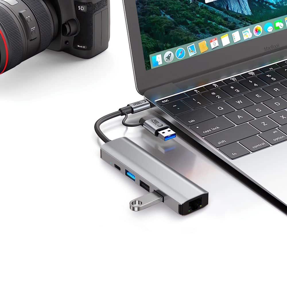 Tech-Protect HB03 Hub 5 σε 1 Type-C + USB 2.0 + USB 3.0 + RJ45 Γκρι - Image 9