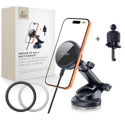 Tech-Protect V9 ArcticBoost Μαγνητικός Φορτιστής Αυτοκινήτου 25W QI2.2 Μαύρος