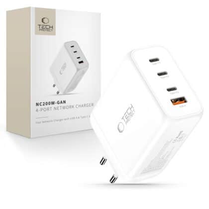 TECH-PROTECT NC200W-GAN ΦΟΡΤΙΣΤΗΣ  4 ΘΥΡΩΝ PD 200W / QC3.0 ΛΕΥΚΟΣ