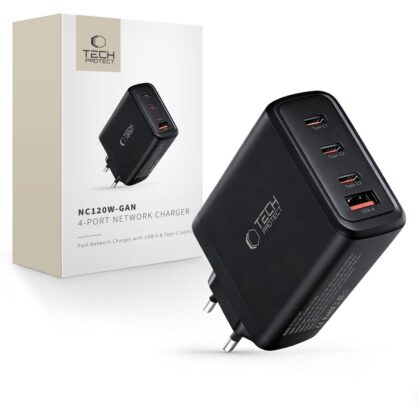TECH-PROTECT NC120W-GAN ΦΟΡΤΙΣΤΗΣ 4 ΘΥΡΩΝ PD 120W / QC3.0 ΜΑΥΡΟΣ