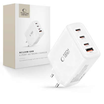 TECH-PROTECT NC120W-GAN ΦΟΡΤΙΣΤΗΣ 4 ΘΥΡΩΝ PD 120W / QC3.0 ΛΕΥΚΟΣ