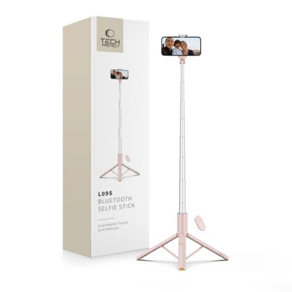 TECH-PROTECT L09S ΤΡΙΠΟΔΟ SELFIE STICK BLUETOOTH ΡΟΖ