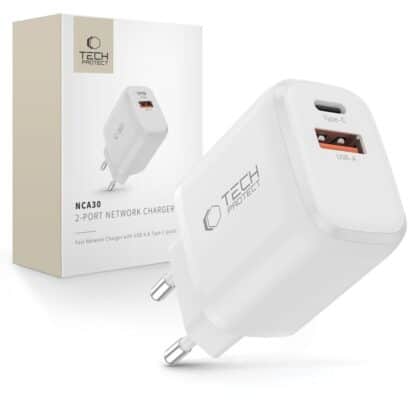 TECH-PROTECT NCA30 ΦΟΡΤΙΣΤΗΣ ΔΙΚΤΥΟΥ 2 ΘΥΡΩΝ PD 30W / QC3.0 ΛΕΥΚΟΣ