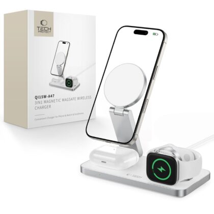 TECH-PROTECT QI15W-A47 3ΣΕ1 ΜΑΓΝΗΤΙΚΟΣ ΑΣΥΡΜΑΤΟΣ ΦΟΡΤΙΣΤΗΣ MAGSAFE ΛΕΥΚΟΣ