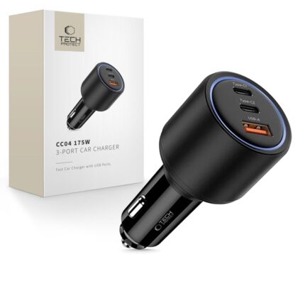 Φορτιστής αυτοκινήτου Tech-Protect CC04 3 θυρών PD 175W μαύρος