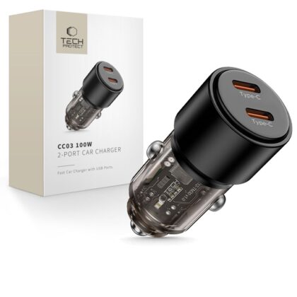 Φορτιστής αυτοκινήτου Tech-Protect CC03 2 θυρών PD 100W μαύρος