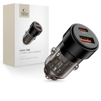 Φορτιστής αυτοκινήτου Tech-Protect CC03 2 θυρών PD 75W μαύρος