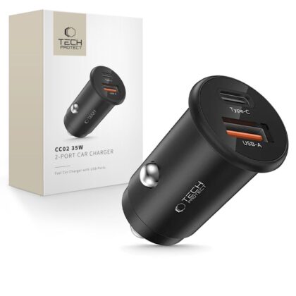 Φορτιστής αυτοκινήτου Tech-Protect CC02 2 θυρών PD 35W / QC3.0 Μαύρος