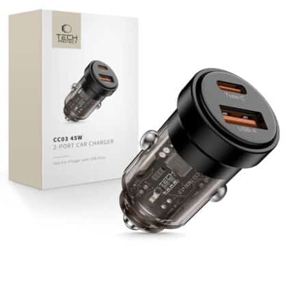 Φορτιστής αυτοκινήτου Tech-Protect CC03 2 θυρών PD 45W / QC3.0 μαύρος