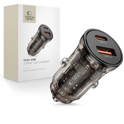 Φορτιστής αυτοκινήτου Tech-Protect CC01 2 θυρών PD 45W / QC3.0 μαύρος