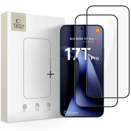 Σκληρυμένο γυαλί TECH-PROTECT GLASS FIT+ Συσκευασία των 2 XIAOMI 17T PRO Μαύρο