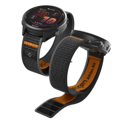 Λουράκι Spigen Athlex Air 22 mm από νάιλον ύφασμα σε μαύρο και πορτοκαλί χρώμα για smartwatch Garmin