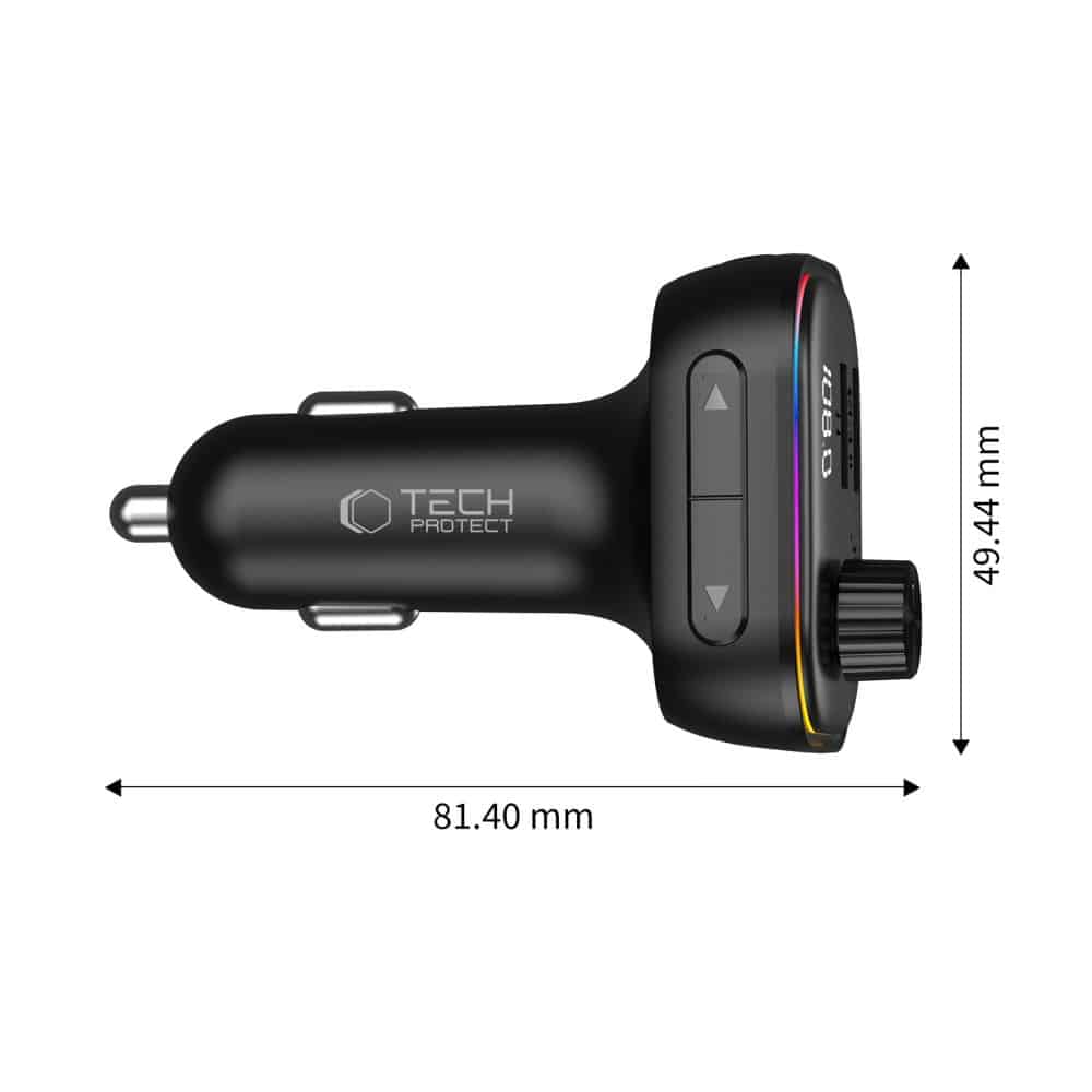 TECH-PROTECT CC07 ΦΟΡΤΙΣΤΗΣ ΑΥΤΟΚΙΝΗΤΟΥ 3 ΘΥΡΩΝ PD 54W + ΠΟΜΠΟΣ FM BLUETOOTH ΜΑΥΡΟΣ - Image 3