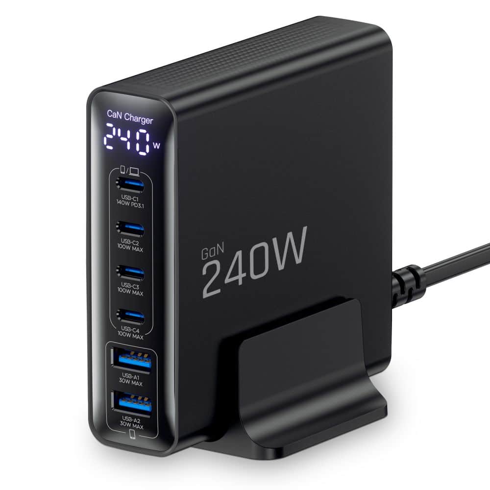 TECH-PROTECT DC240W-GAN ΦΟΡΤΙΣΤΗΣ ΕΠΙΤΡΑΠΕΖΙΑΣ ΧΡΗΣΗΣ 6 ΘΥΡΩΝ PD 240W / QC3.0 ΜΑΥΡΟΣ - Image 2