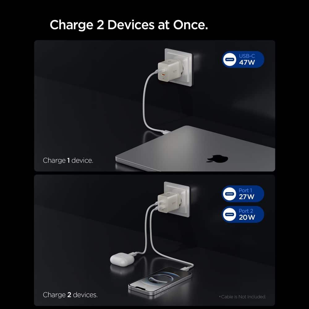 SPIGEN EE472EU ΒΑΣΙΚΟΣ ΦΟΡΤΙΣΤΗΣ ΔΙΚΤΥΟΥ 2 ΘΥΡΩΝ 47W ΦΥΣΙΚΟ ΤΙΤΑΝΙΟ - Image 3