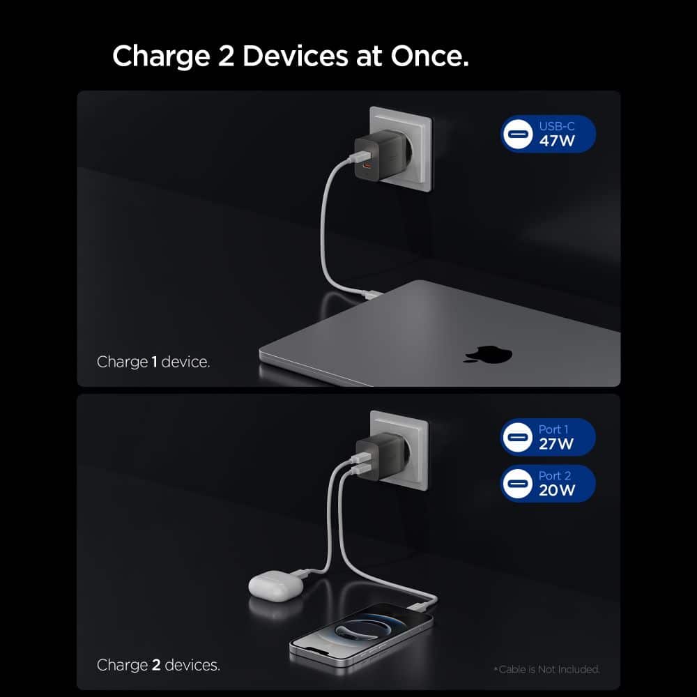 SPIGEN EE472EU ESSENTIAL ΦΟΡΤΙΣΤΗΣ ΔΙΚΤΥΟΥ 2 ΘΥΡΩΝ 47W GUNMETAL - Image 3