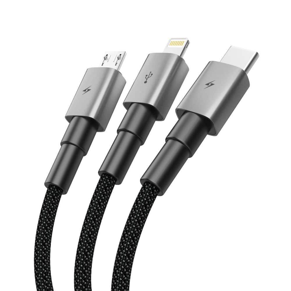 Tech-Protect UltraBoost DNA 3 σε 1 καλώδιο Lightning & Type-C & Micro-USB 3A 120cm γκρι σιδήρου - Image 2