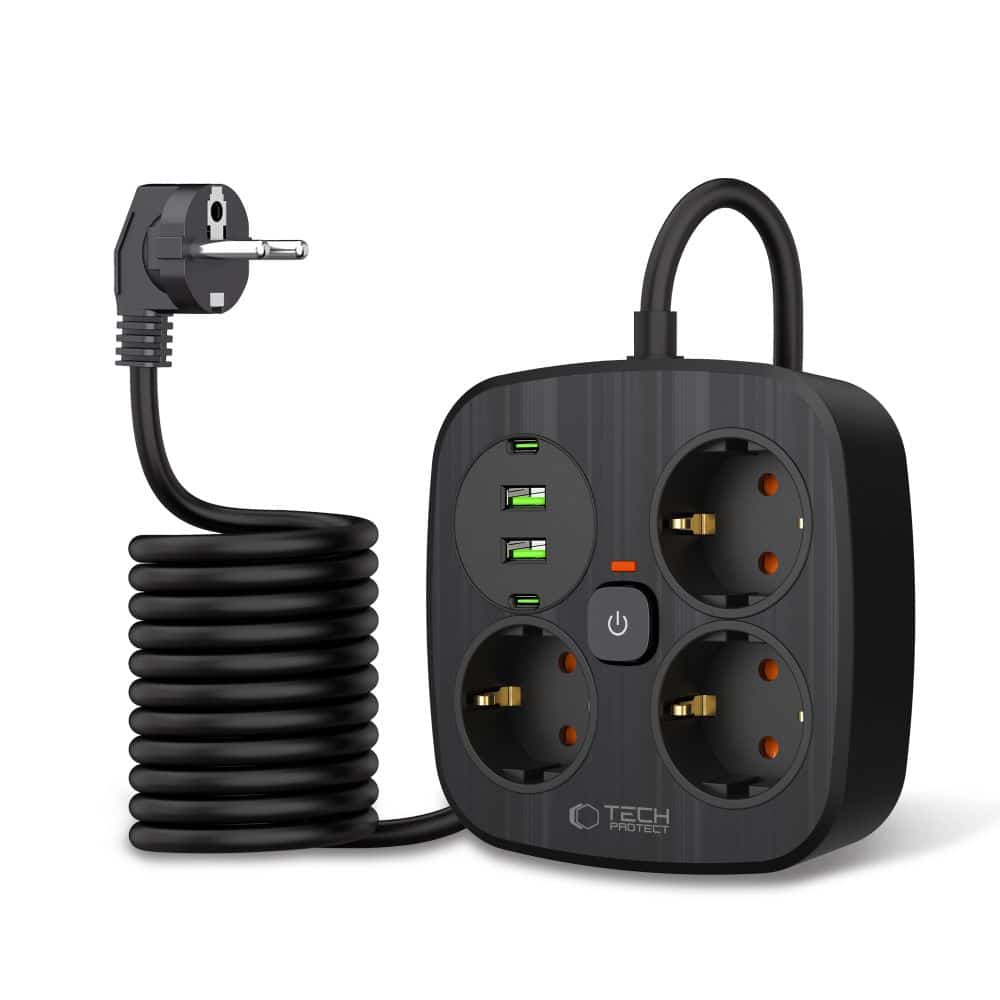 TECH-PROTECT PCS3X4 ΤΡΟΦΟΔΟΤΙΚΟ 2 USB & 2 TYPE-C & 3 ΠΡΙΖΕΣ 200CM ΜΑΥΡΟ - Image 2