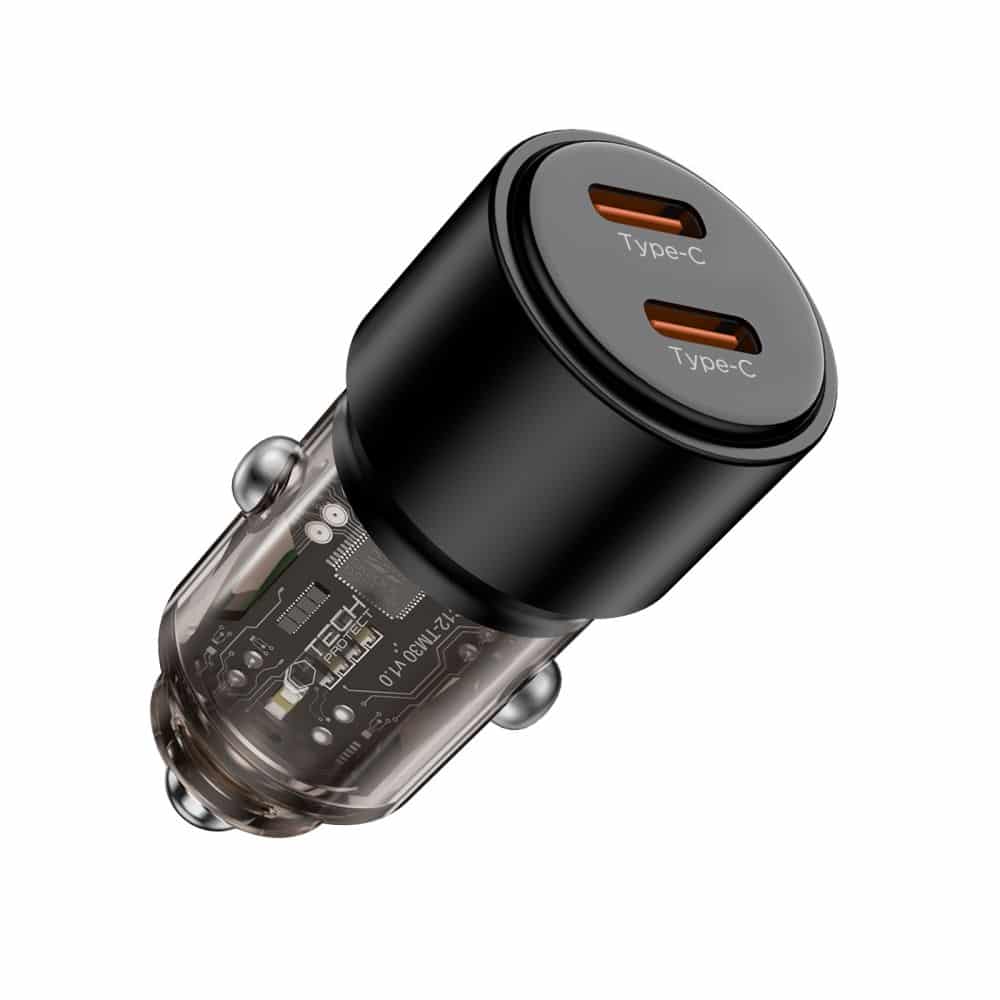 Φορτιστής αυτοκινήτου Tech-Protect CC03 2 θυρών PD 100W μαύρος - Image 2