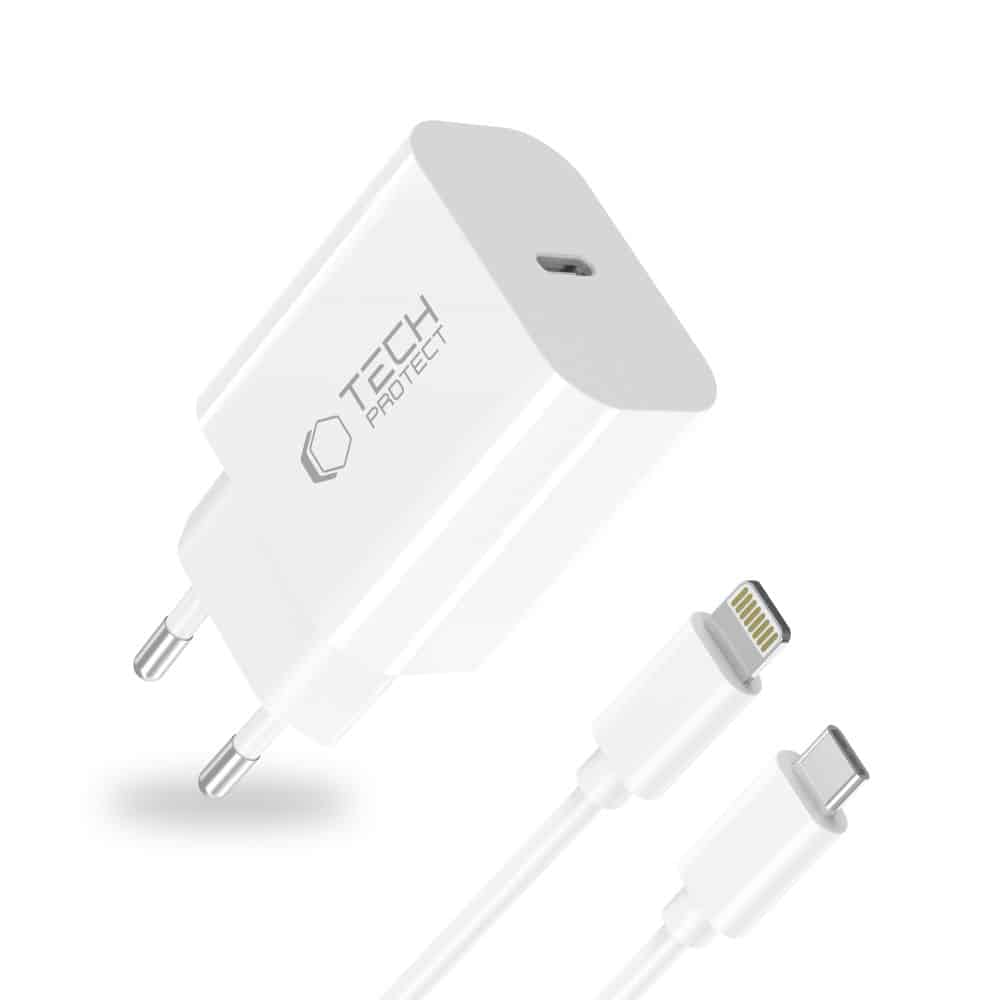 TECH-PROTECT NC20W ΦΟΡΤΙΣΤΗΣ 1 ΘΥΡΑΣ PD20W + ΚΑΛΩΔΙΟ LIGHTNING ΛΕΥΚΟ - Image 2