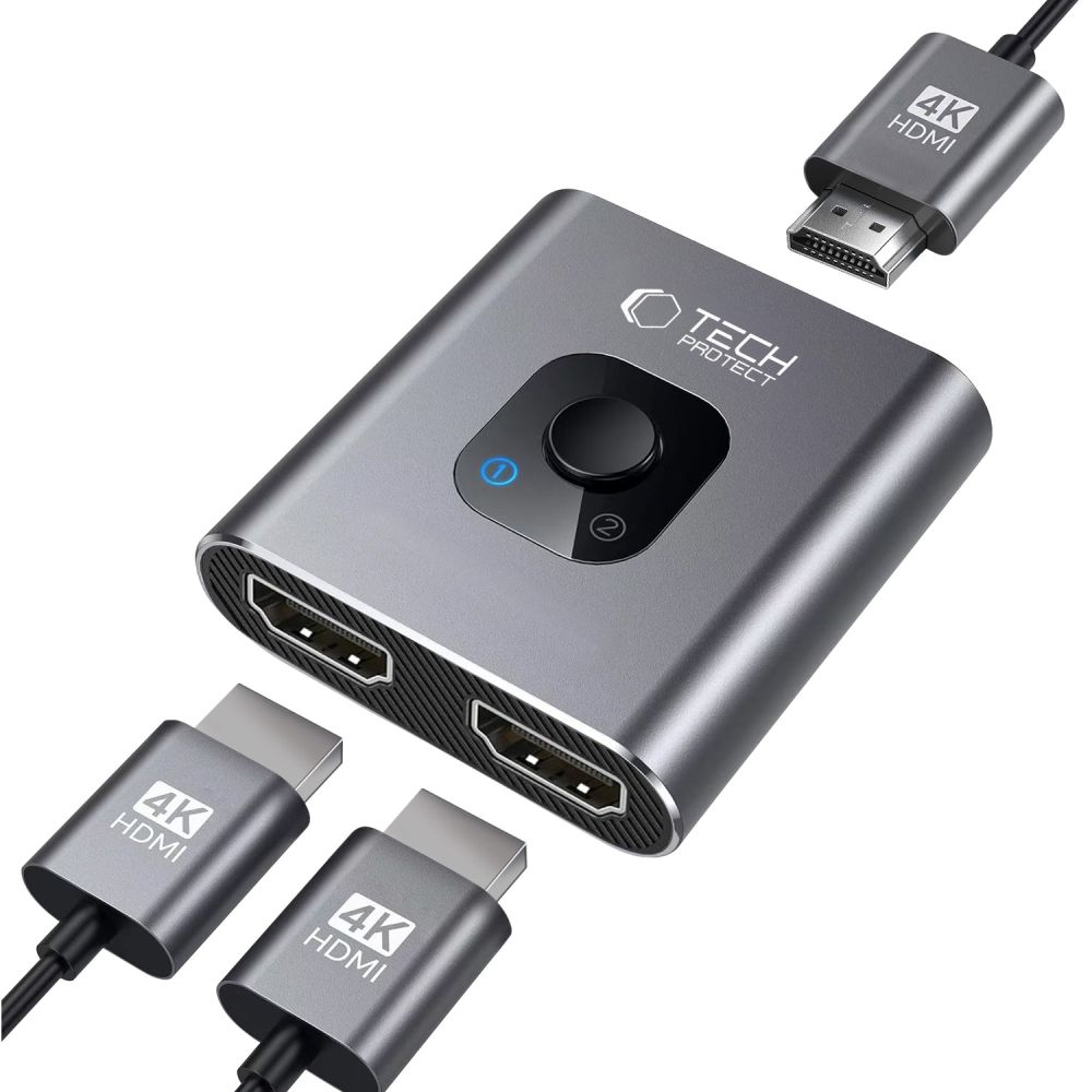 TECH-PROTECT HB07 ΑΝΤΑΠΤΟΡΑΣ 2ΣΕ1 HDMI 4K 60HZ ΧΩΡΙΚΟΥ ΓΚΡΙ - Image 2