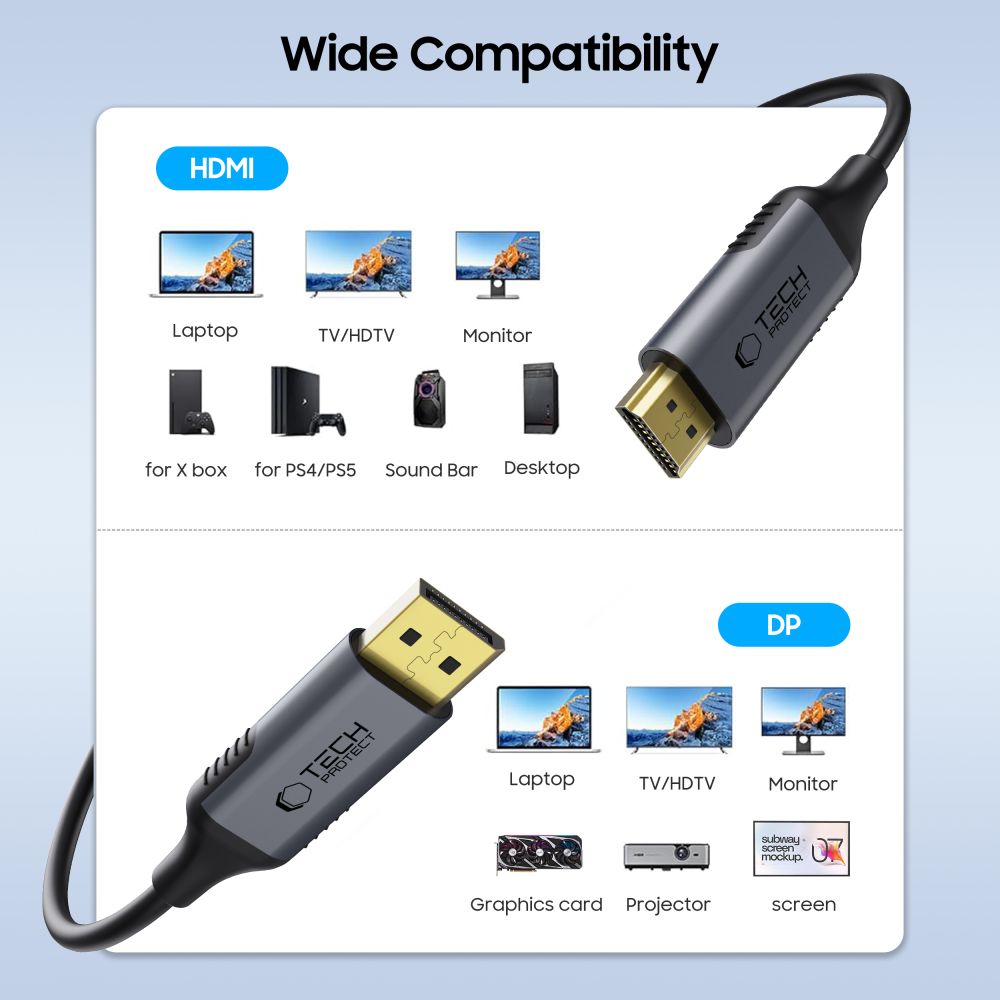 Καλώδιο Tech-Protect UltraBoost DisplayPort σε HDMI 2.0 4K 60Hz 200cm Μαύρο - Image 2